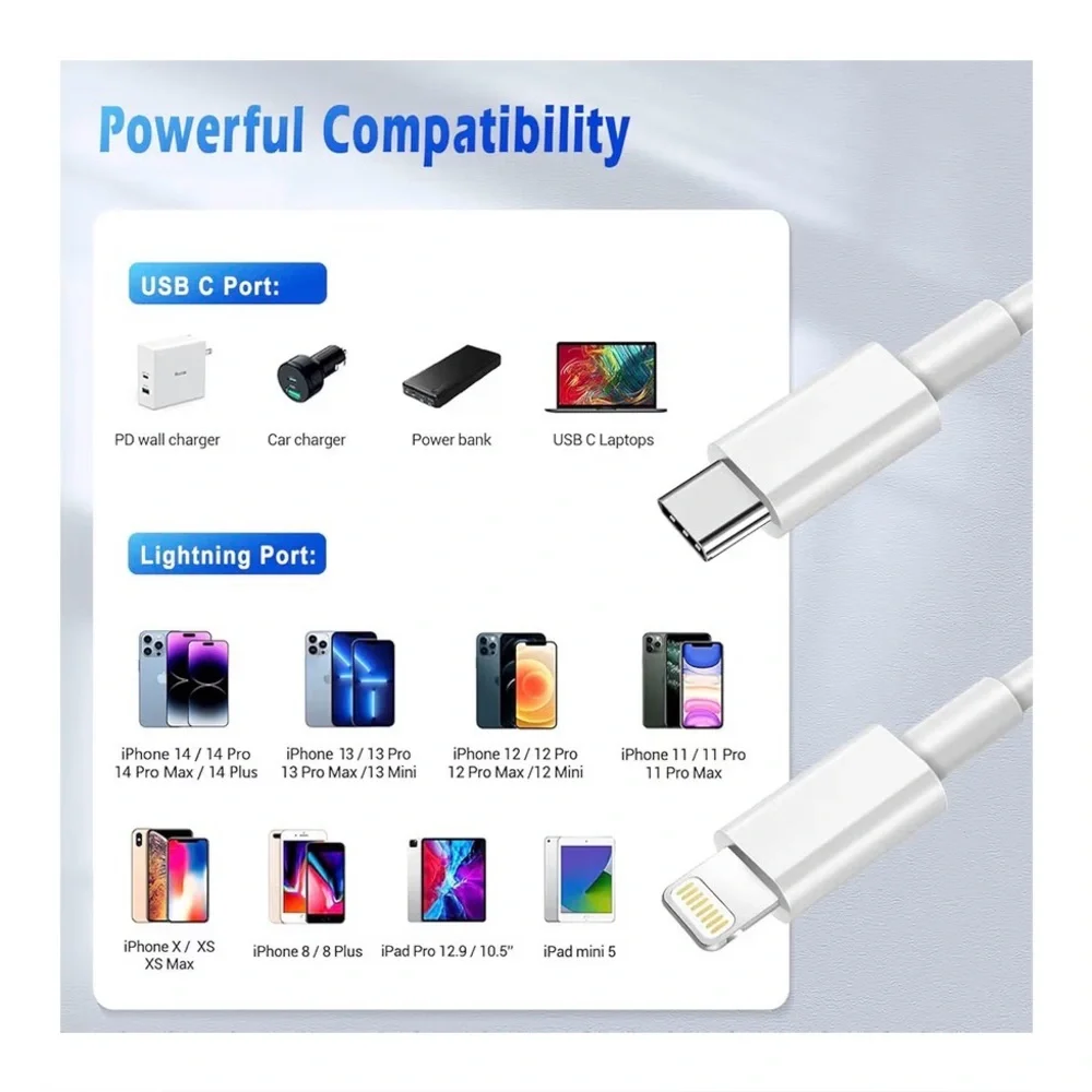 6 Foot USB C to Lightning Charging Cable